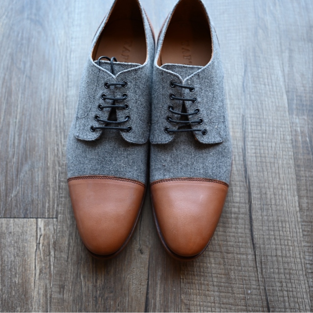 Taft Gray and Brown Oxford Shoes with Two-Tone Design